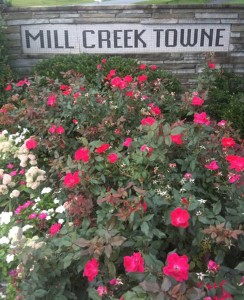 Miller Fall street entrance with roses.