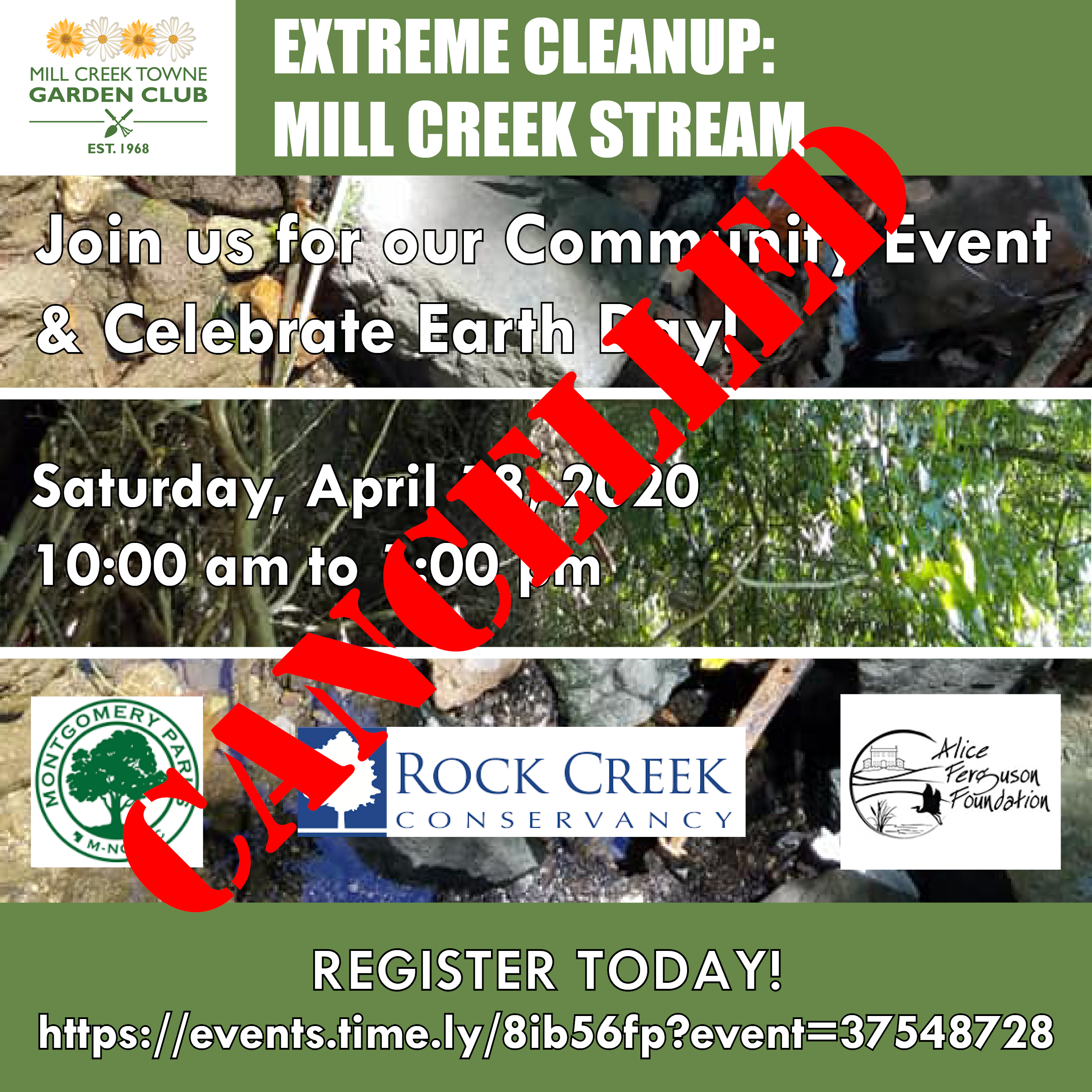 Sat April 18th Mill Creek Stream Extreme Clean Up Registration-CANCELLED